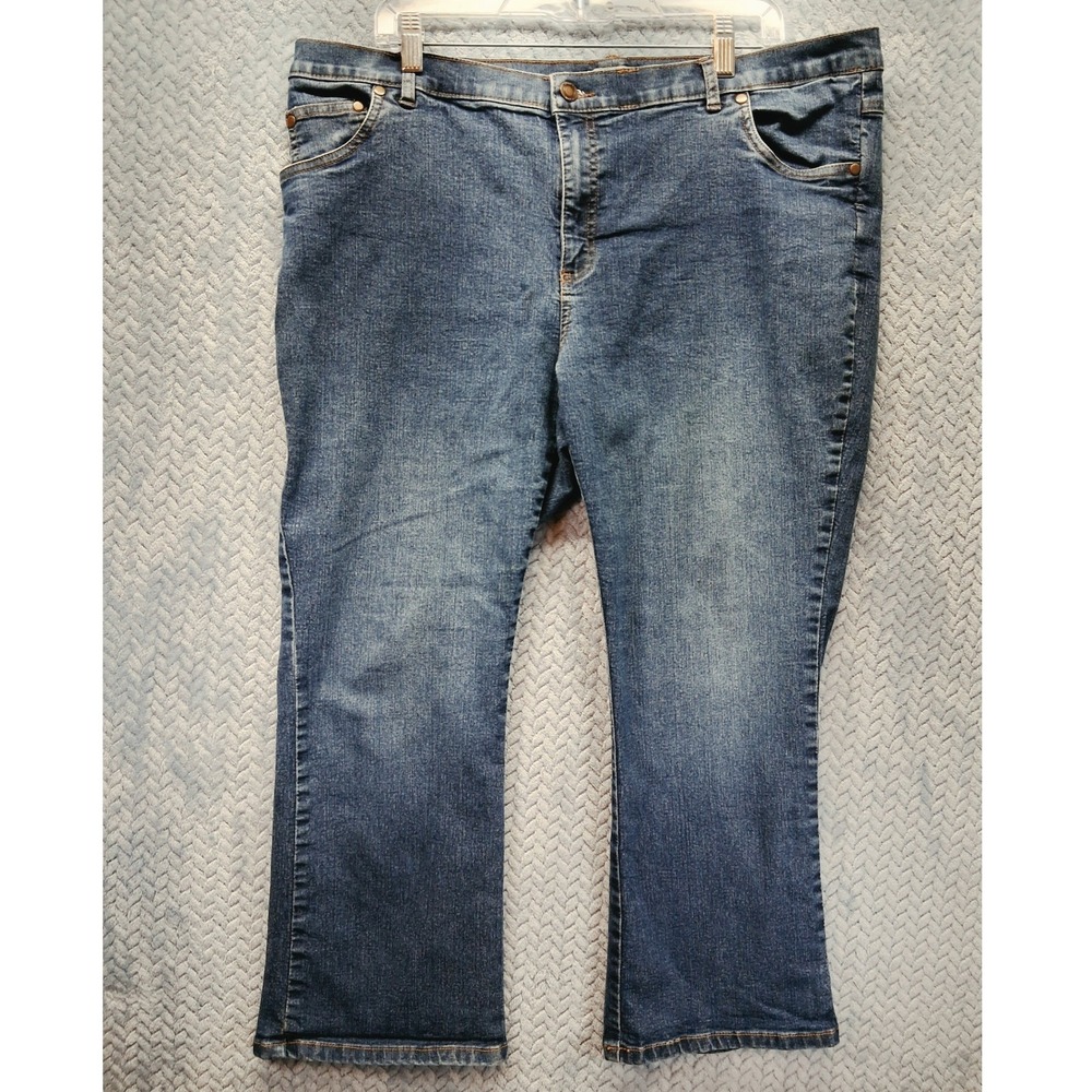 Woman Within Blue Denim Jeans Plus Size 20W Petite Medium Wash Straight Leg